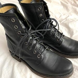 Frye Veronica Lace-up Black Leather Boot (Sz. 6 1/2)